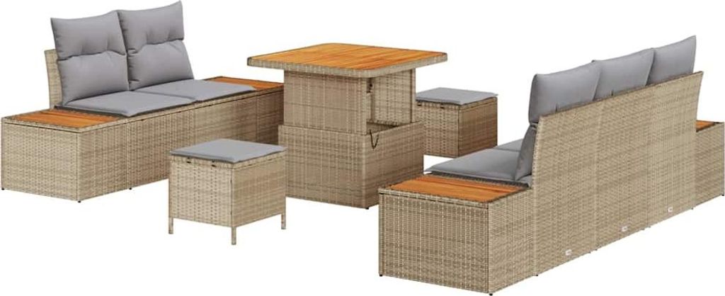"SALE 2026" Garten-Sofa-Set - elegantes Design - Sitzgruppe mit Sofa, Tisch - mit Kissen 8 pcs Beige Poly Rattan - Terassenmöbel DEMöbel391019