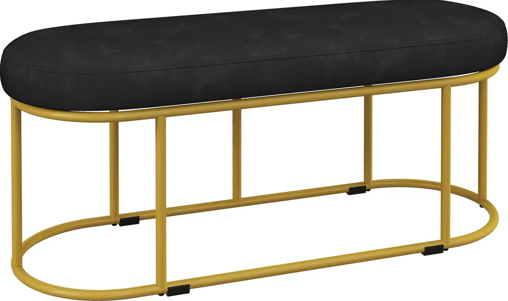 Fortuna Lai Banquette Rembourrée en Velours Noir Style Moderne 200 kg