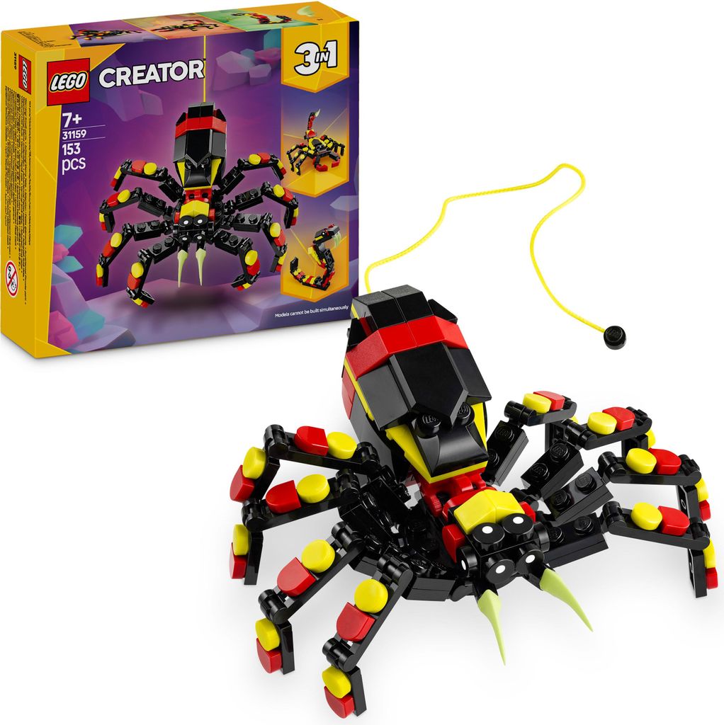 LEGO Creator 3in1 Wilde Tiere: Überraschungsspinne - Spielzeug zum Umbauen in eine Skorpion Figur oder Schlange - Bauset mit 3 Modellen - Geschenk...