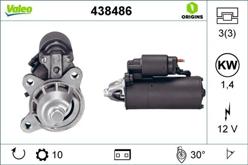 Démarreur Renforcé Valeo 438486 - Haute Fiabilité Ford Fiesta Focus