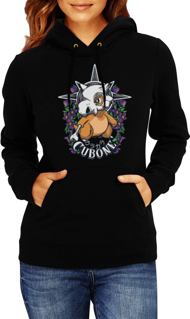 Damen Kapuzenpullover Japan Anime Manga Pokemon Cubone, Lady M / Schwarz