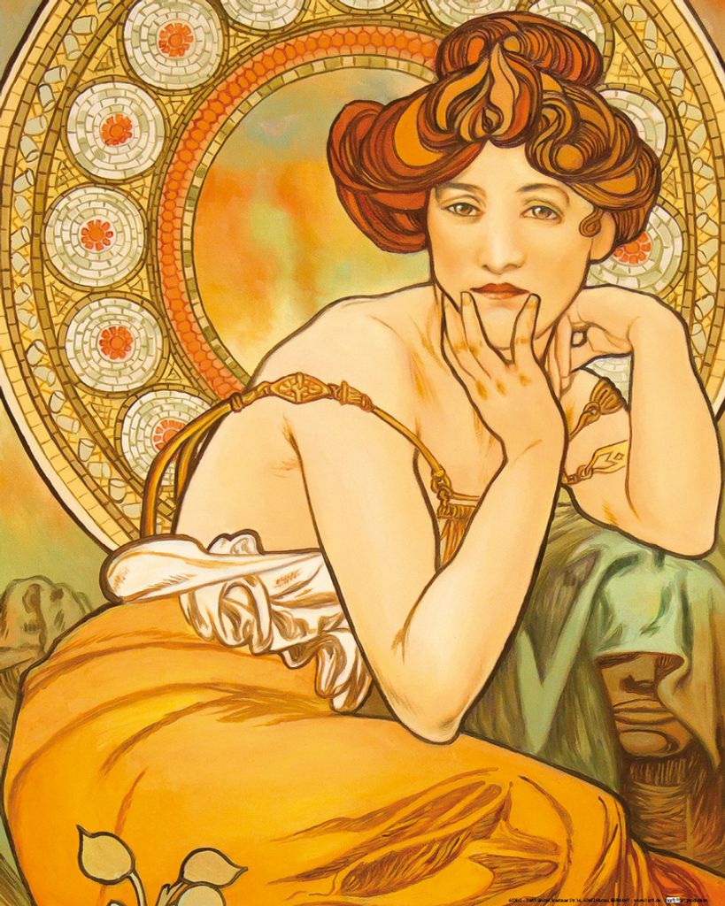Alphonse Mucha Kunstdruck Bild - Die Edelsteine, Topas 1900 (50 x 40 cm)