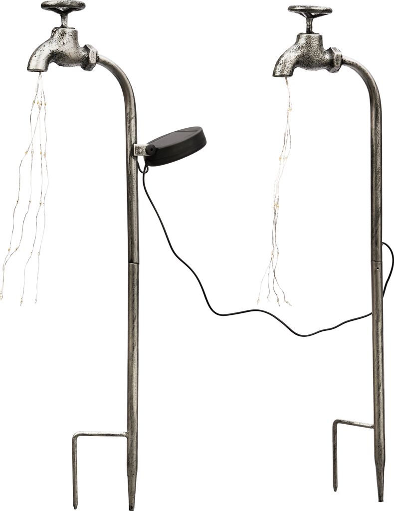 2er Set Deko Solar LED-Wasserhahn aus Metall mit Produktbild 