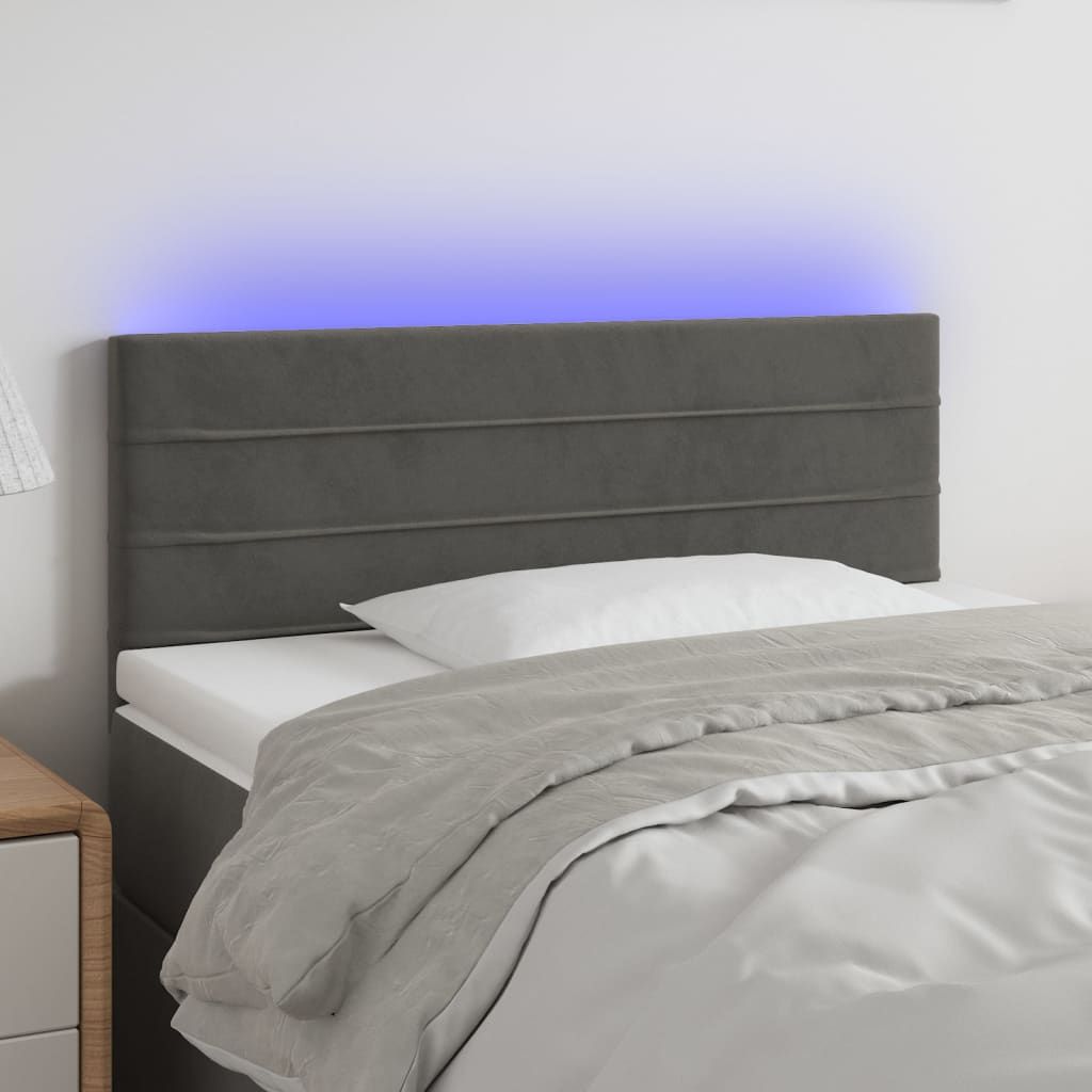 The Living Store LED Kopfteil Dunkelgrau 100x5x78/88 cm Samt