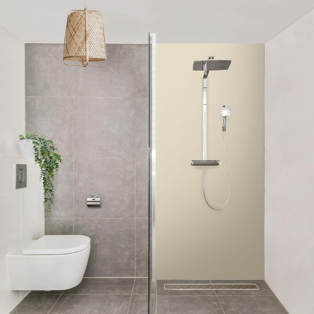 Duschrückwand mit Motiv selbstklebend - 0.61 mm Wandpaneel wasserfest Design beige Unifarben Badrückwand fugenlos Premium matt 80x190 cm