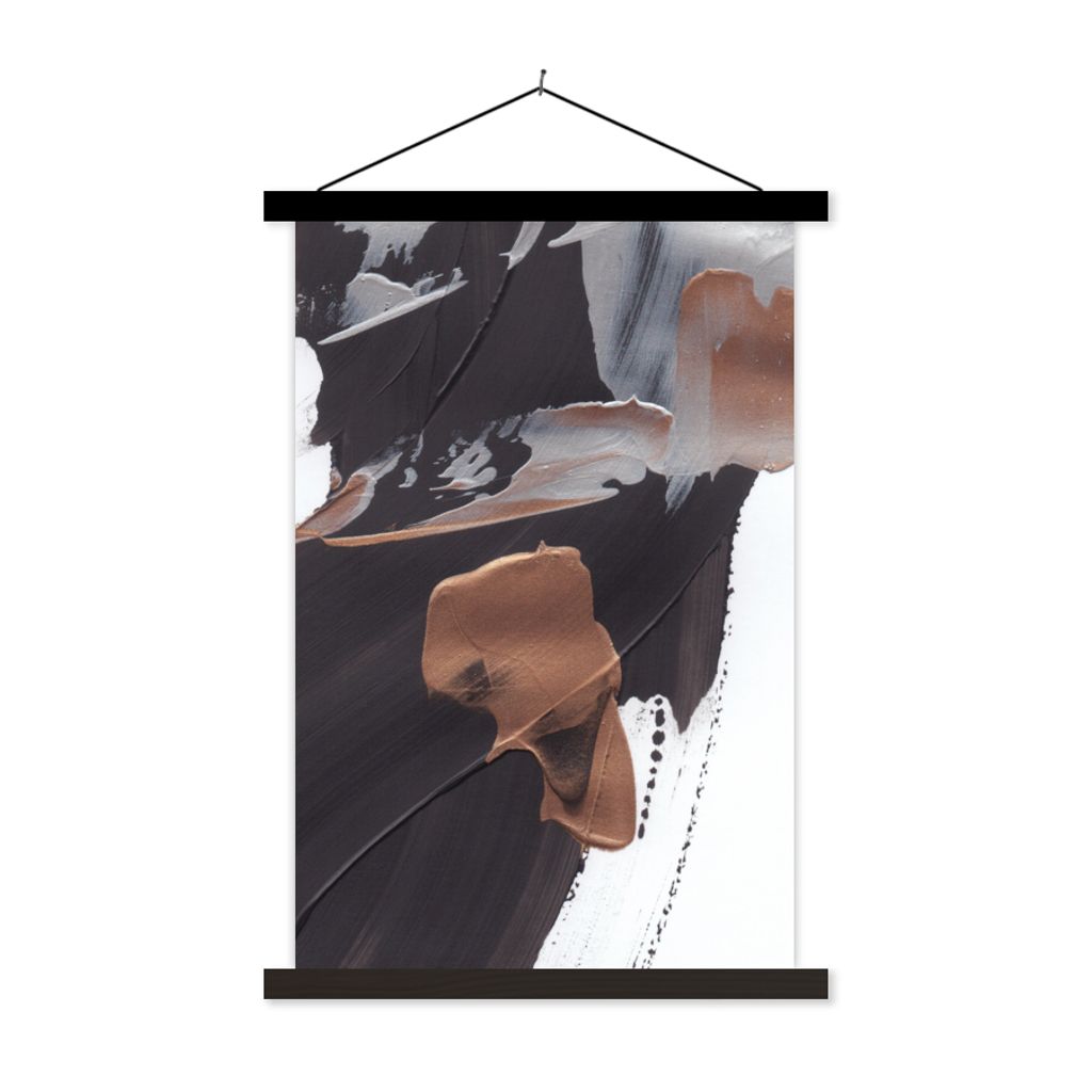 MuchoWow Textilposter Abstrakt - Farbe - Gold 60x90 cm mit schwarzem Rahmen - Poster Wohnzimmer