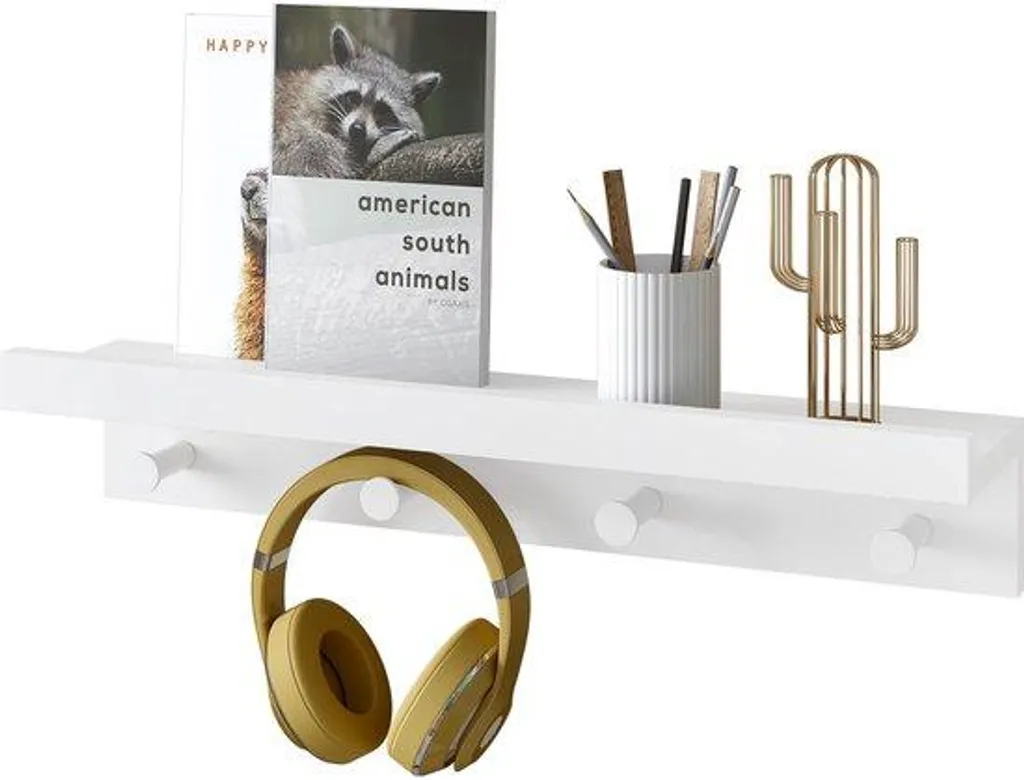 Étagère murale blanche avec crochets RG9510ws pour bureau et intérieur