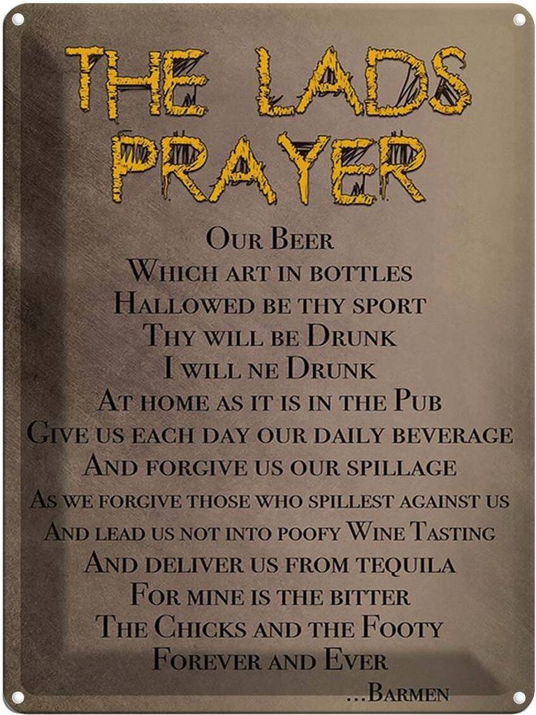 vianmo Blechschild 40x30 cm the lads Prayer our Beer which