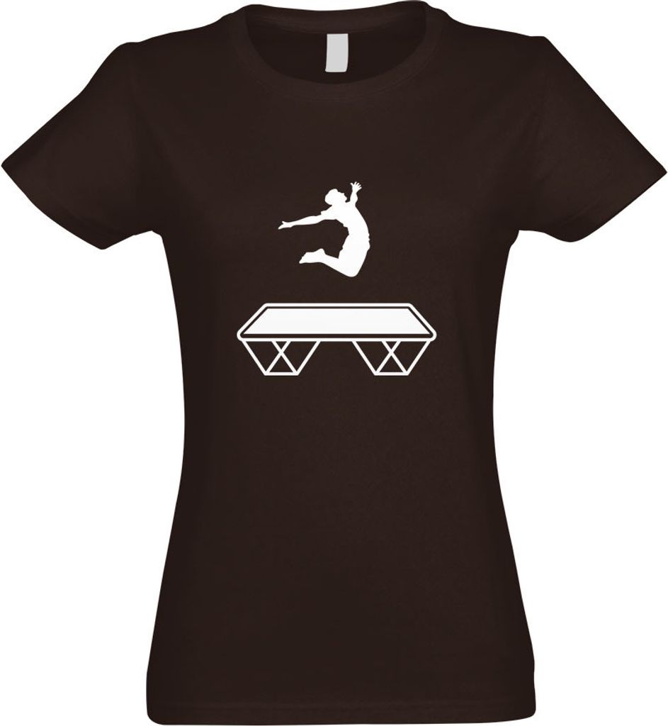 Kiwistar - T-Shirt tailliert - Damen - Chocolate - Trampolin Springen Figur - mit Motiv Bedruckt - Funshirt Design - Sport - Freizeit - Damen - XXL