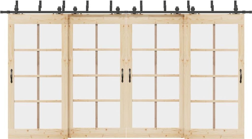 (NEU 2026) Schiebetürbeschlag-Set - 427 cm - Stahl Schwarz - Sonstiges Türzubehör - 37.04 kg