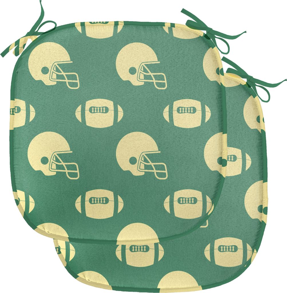 ABAKUHAUS American Football Polster für Esszimmerstühle, Retro Balls, Dekoratives wasserfestes Kissen mit Riemen für Küchensitze, 40 cm x 40 cm...