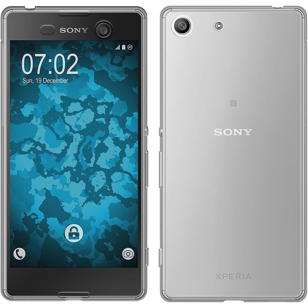 PhoneNatic Case kompatibel mit Sony Xperia M5 - grau Silikon Hülle 360° Fullbody Cover