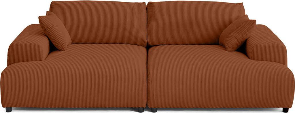Lisa Design Garance - 3-sitzer einzelsofa doppelt récamiere - tiefe Sitzfläche - - aus Cordstoff , Terrakotta