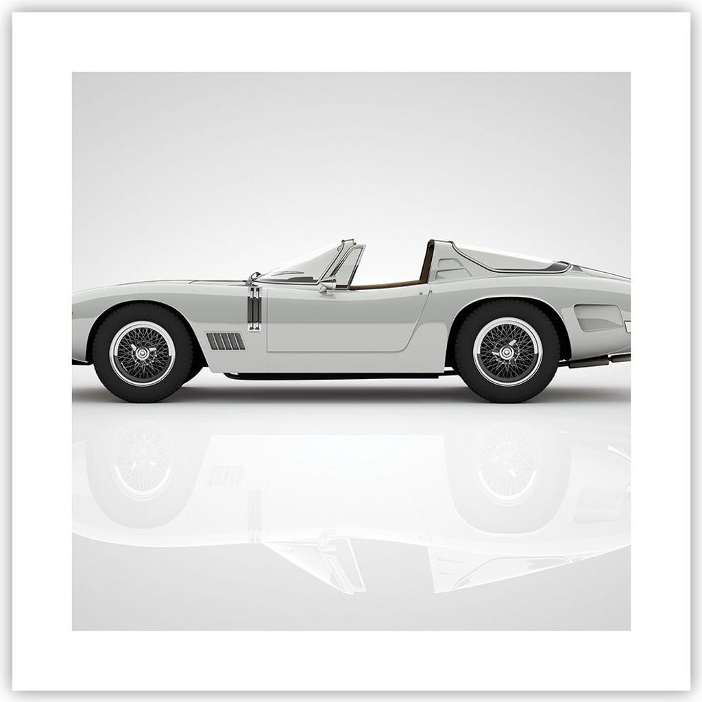 Poster - Poster ohne Rahmen - Sportlich Auto Vintage - 40x40 cm - Wand Bild - Wanddeko - Wandbilder - Kunstposter - Wandposter - Bilder - Kunstdruc...