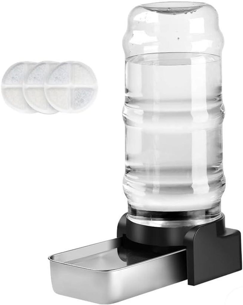 Automatischer Wasserspender mit 8,6 Litern Fassungsvermögen für Hunde und Katzen, inklusive Schwerkraftsystem, Edelstahlnapf und 3 Filtern, kein ...