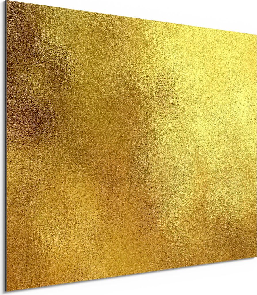 DEQORI Alu-Dibond Bild Weiß 80x60 cm 'Der Goldschimmer' Wandbild Metall dünn Design