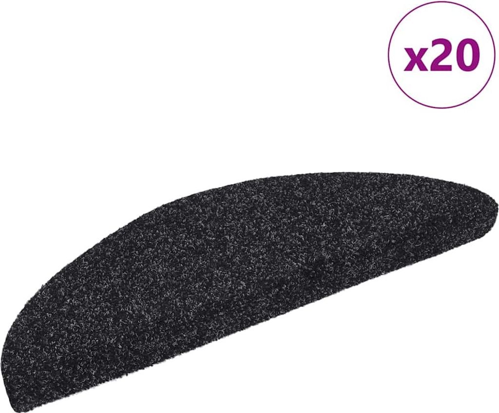 Stufenmatten Selbstklebend 20 Stk. 56x17x3 cm Schwarz Halbrund