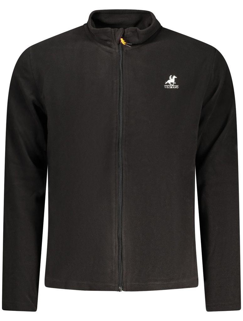 Schwarzes Herren Sweatshirt: Fleece, Stickerei & Reißverschluss