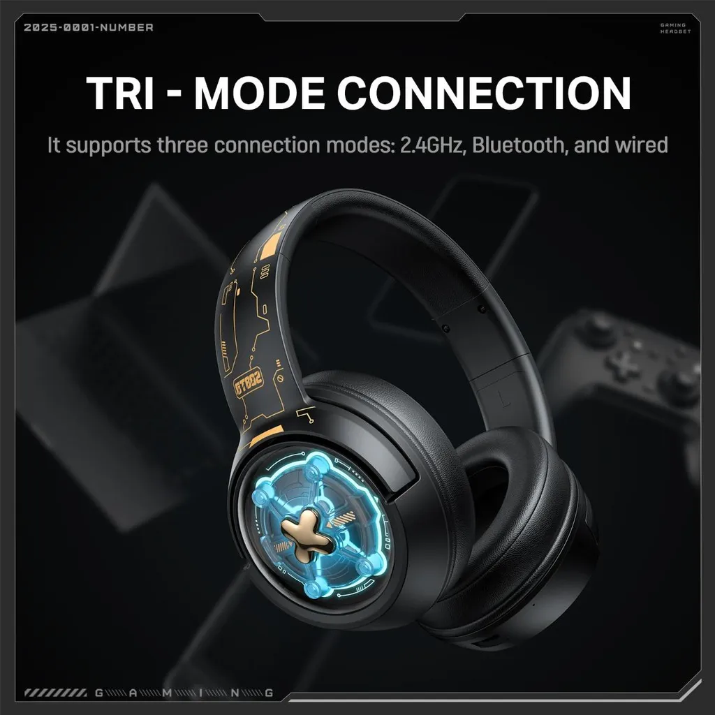 Casque Audio Gamer avec Micro 17cm - Écouteurs Tri-Mode GT802 ABS Noir - 2