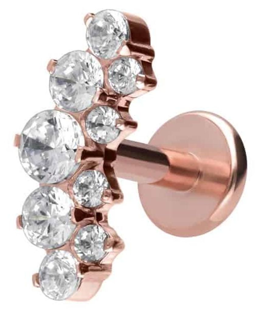 Ohrpiercing, Nasenpiercing Titan Labret mit Innengewinde KRISTALLBOGEN RoséGold Stablänge: 7mm | Stabstärke: 1,2mm