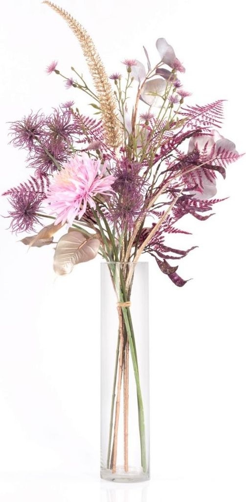 artplants.de Kunst Silvester Strauß MENAMI, Zaubernuss, lila-Champagner, 95cm, Ø45cm - OHNE VASE - Künstlicher Blumenstrauß