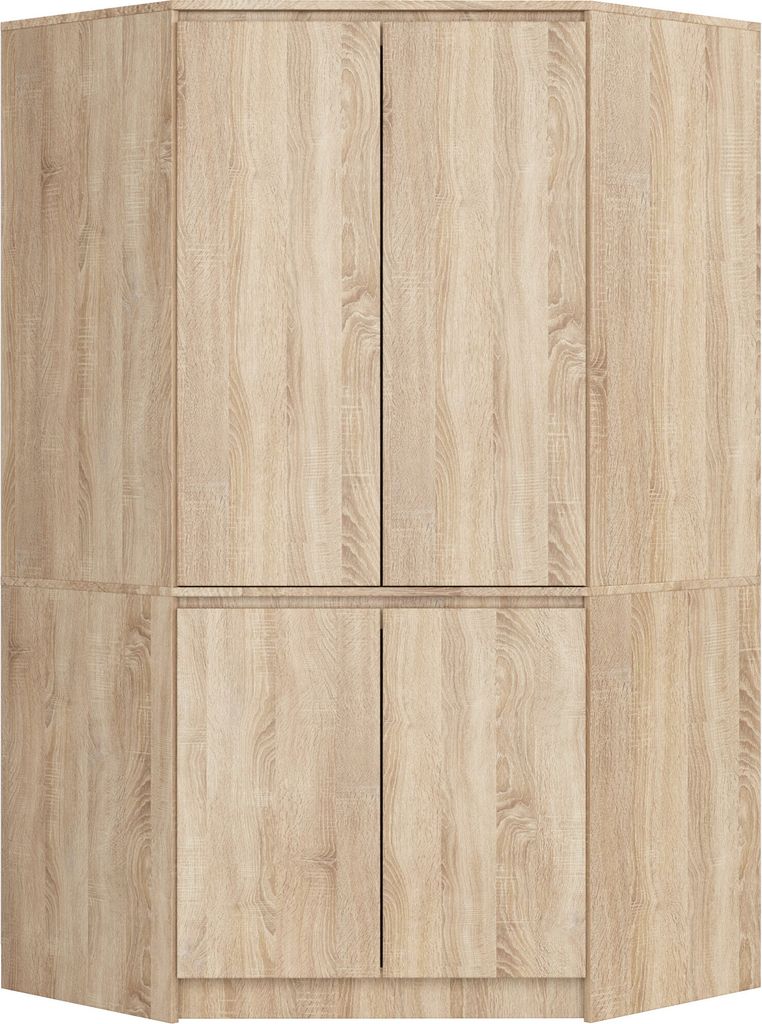 Kleiderschrank Sonoma Eiche 100 cm 4 Türen 6 Regalböden Produktbild 
