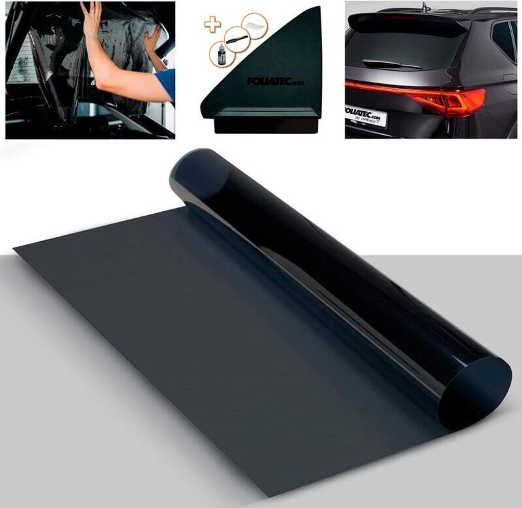 Foliatec Auto-Scheibentönungsfolie Premium, Blacknight Superdark, 95 % Verdunkelung, 76 x 300 cm, Sicht-, Blend-, UV-Schutz