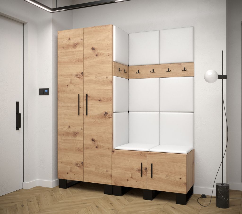 Předsíňová sestava RUMIE 2 - dub artisan, bílé panely z Obrázek produktu 