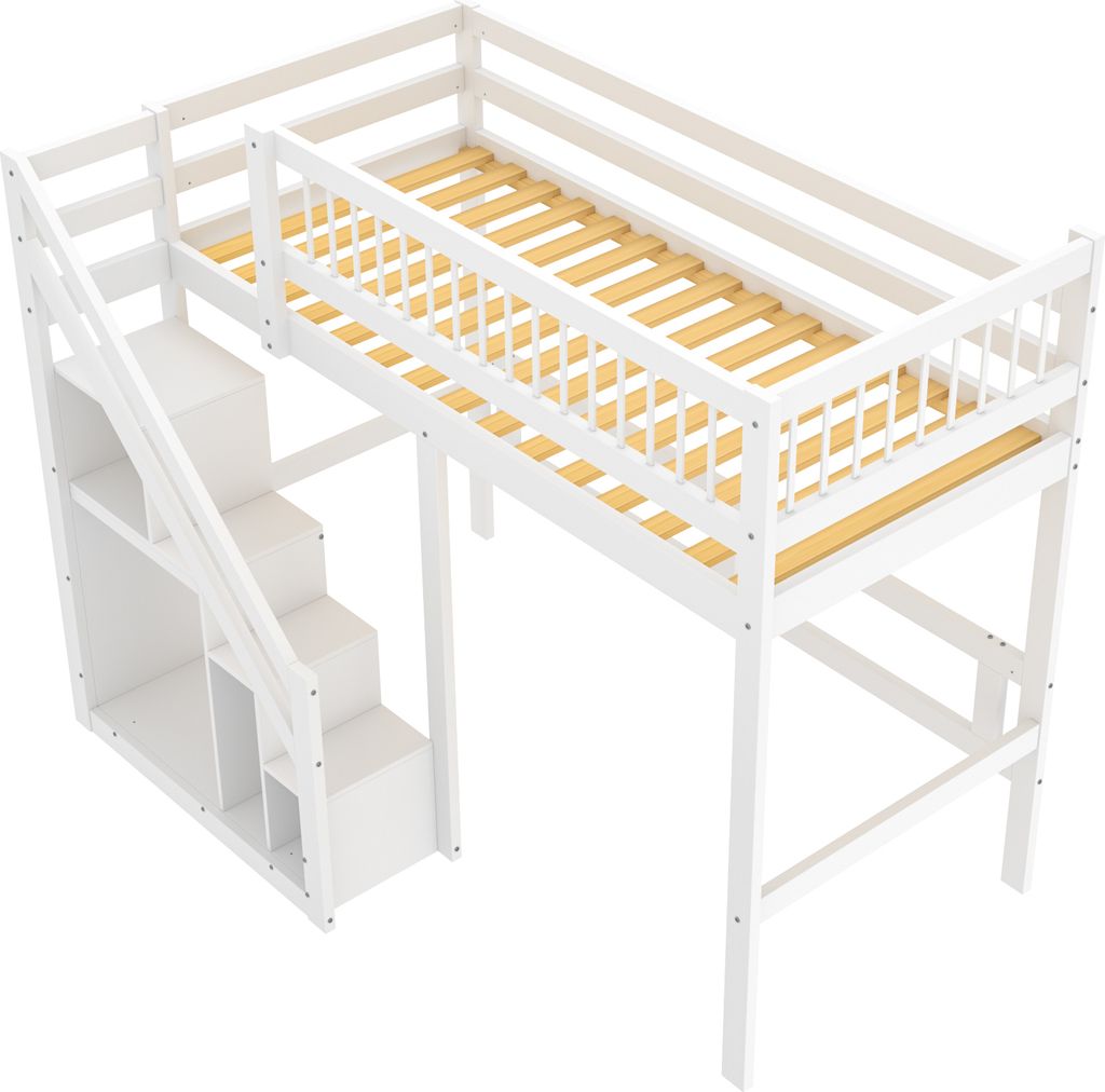 Merax Etagenbett 90x200cm mit Treppe und Stauraum, Hochbett Produktbild 9