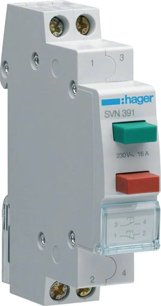 Hager SVN391 Bouton-poussoir double 1S+1OE pour commande modulaire