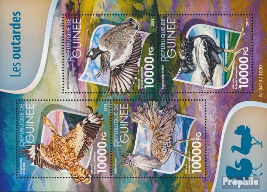 Briefmarken Guinea 2015 Mi 11428-11431 Kleinbogen (kompl. Ausgabe) postfrisch Trappen