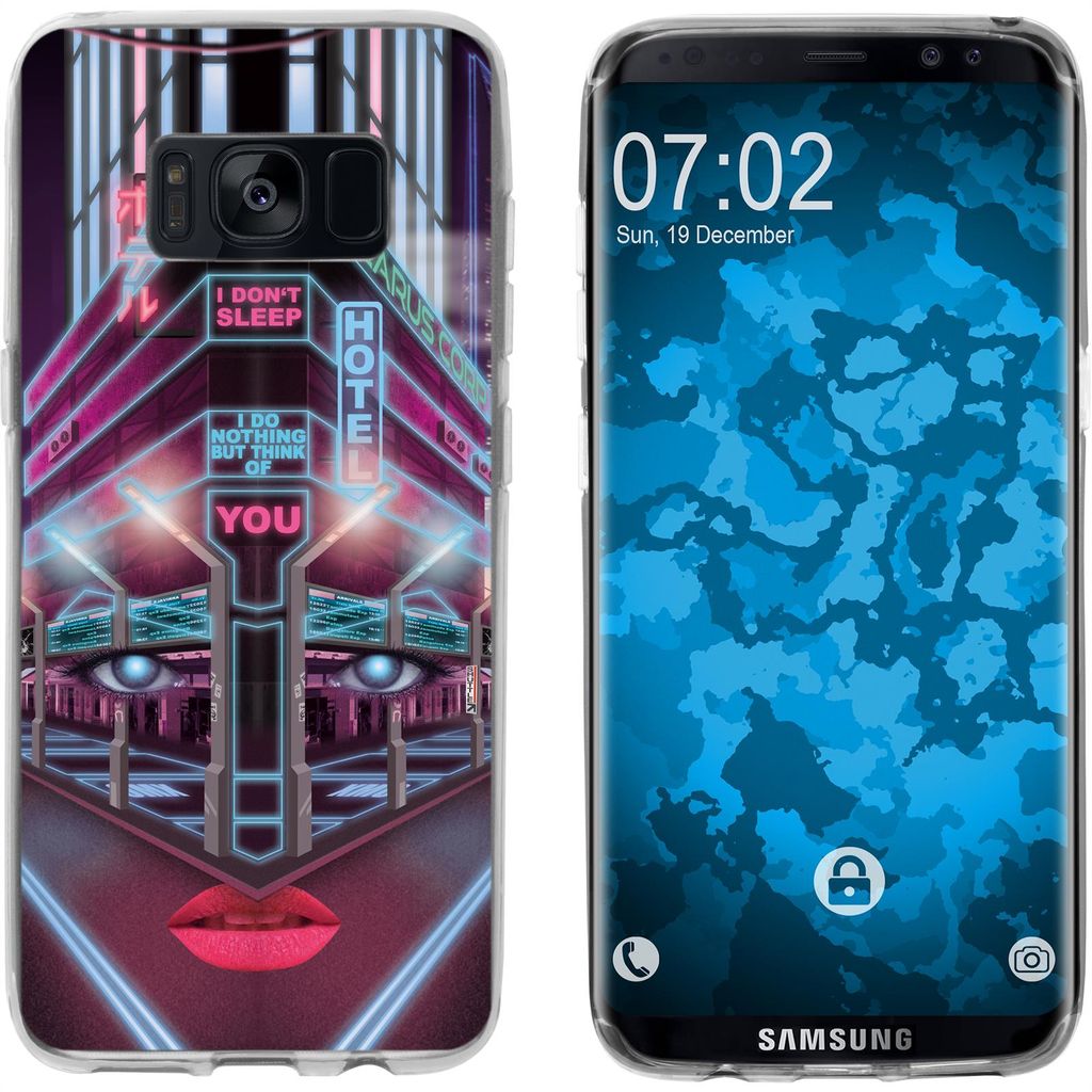 PhoneNatic Case kompatibel mit Samsung Galaxy S8 Silikon-Hülle Retro Wave Cyberpunk.02 M5