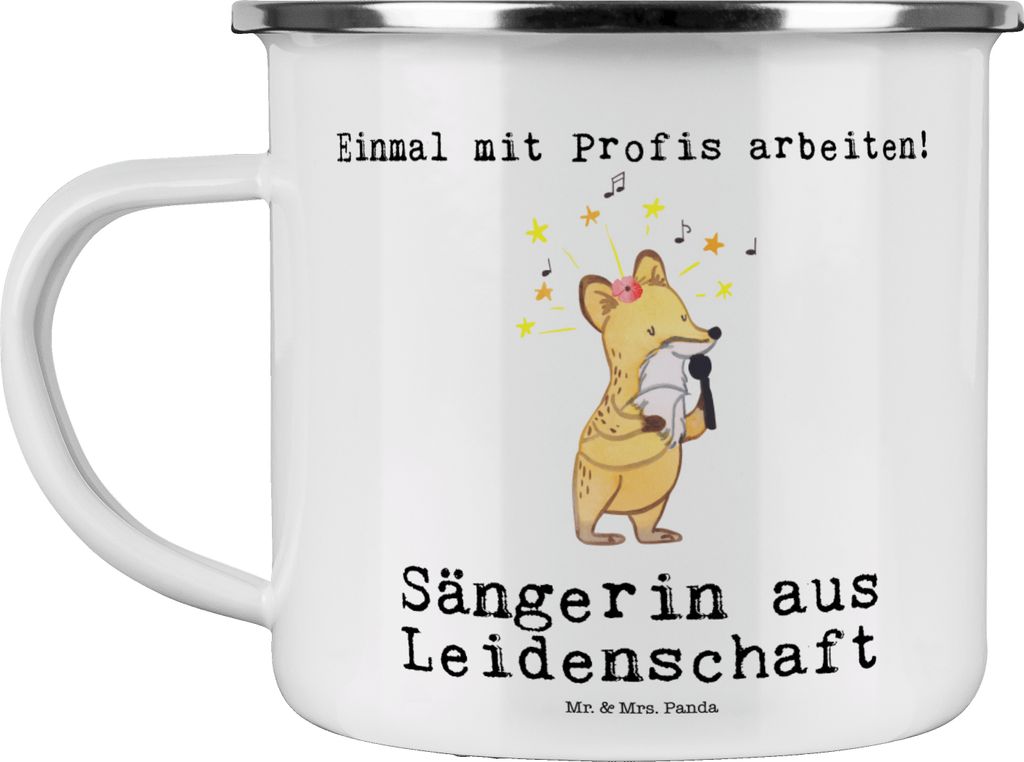 Mr. & Mrs. Panda Emaille Tasse Sängerin Leidenschaft - Weiß - Geschenk, becher, Kaffeepott, Haferl, Teetasse, Pott