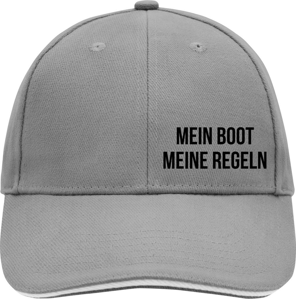 Huuraa Cappy Mütze Mein Boot meine Regeln Segeln Dark Grey/White Baumwolle 6-Panel Kappe Geschenkidee