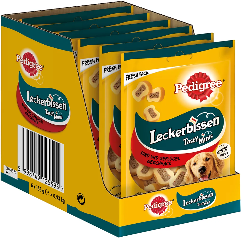 PEDIGREE Friandise à mâcher anti-tartre bœuf volaille 6 x 155g pack