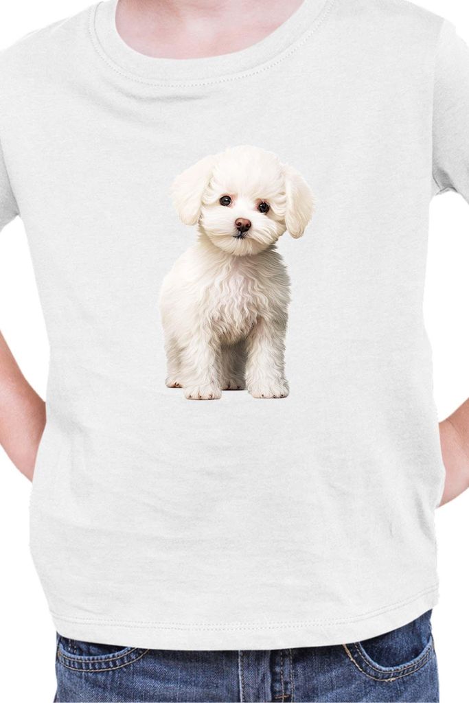 Kinder T-Shirt Dogs Breeds Bichon Frise Dog Breed 006, 7-8 Jahr - 128 / Weiß