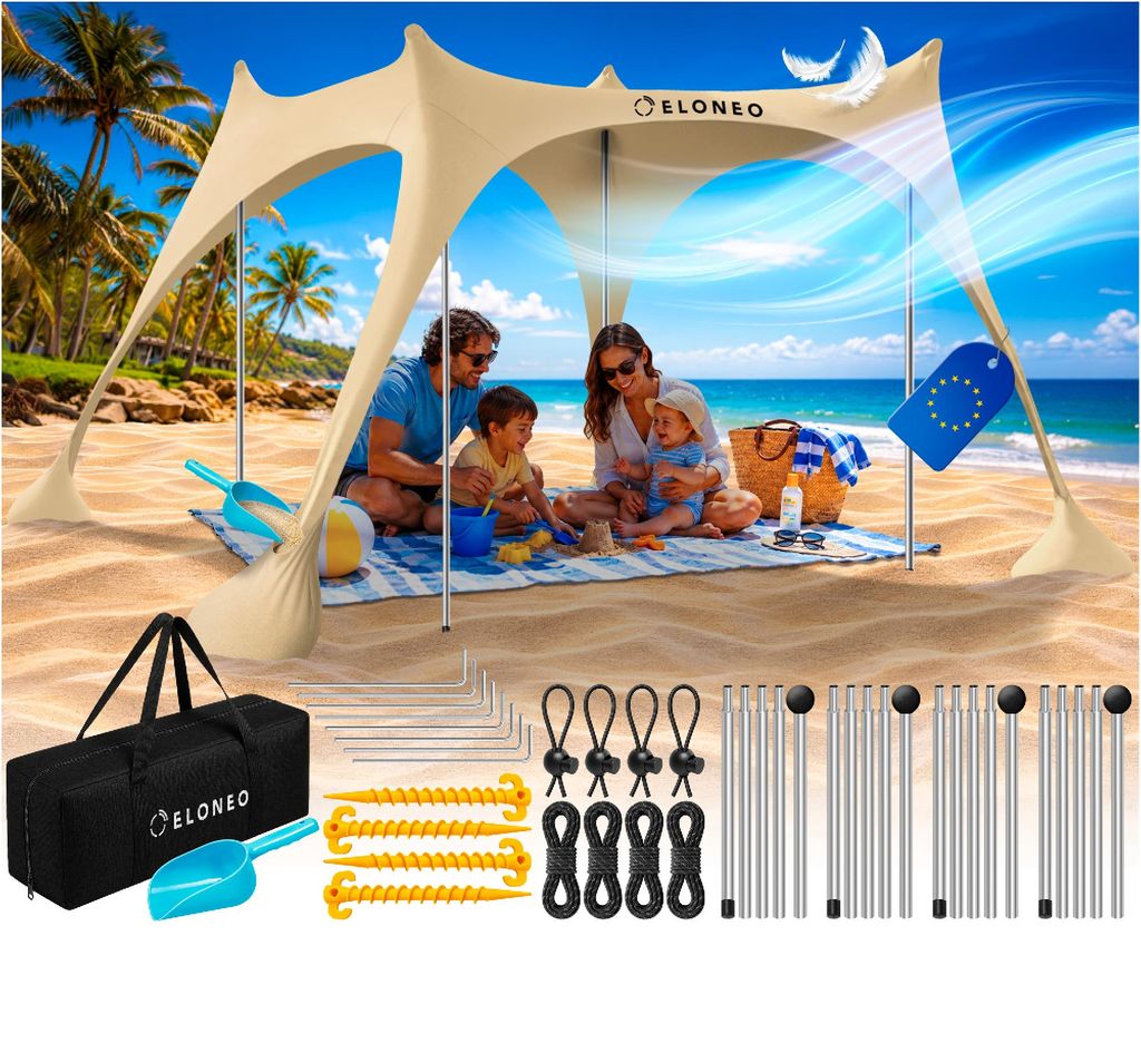 ELONEO, voile de protection solaire Strandzelt, indice de Image du produit 