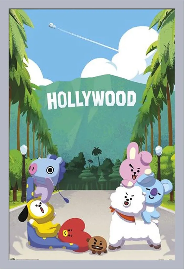 Regalo Perfetto: Poster BT21 Hollywood + Cornice Argento Shinsuke