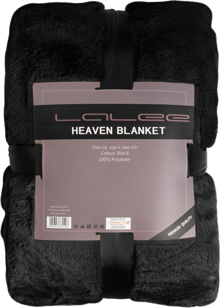 Wohndecke HEAVEN Felloptik aus 100% Polyester, Schwarz, ca. Produktbild 