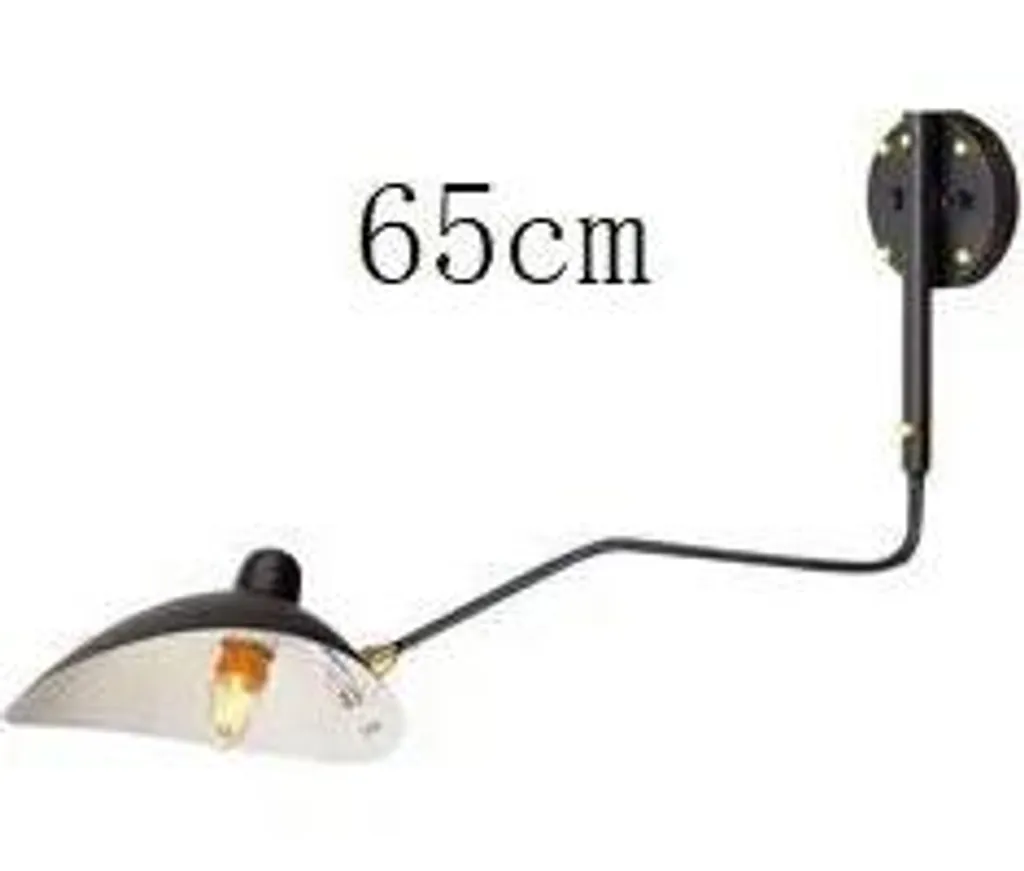 Luminaire mural industriel noir avec bras de 65cm et prise secteur