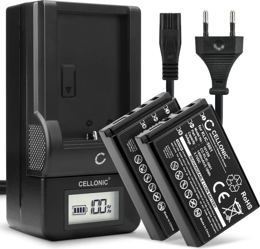 Batteria KLIC-5001 per Kodak DX6490 DX7590 P712 | Kit 2 Pezzi + Caricatore