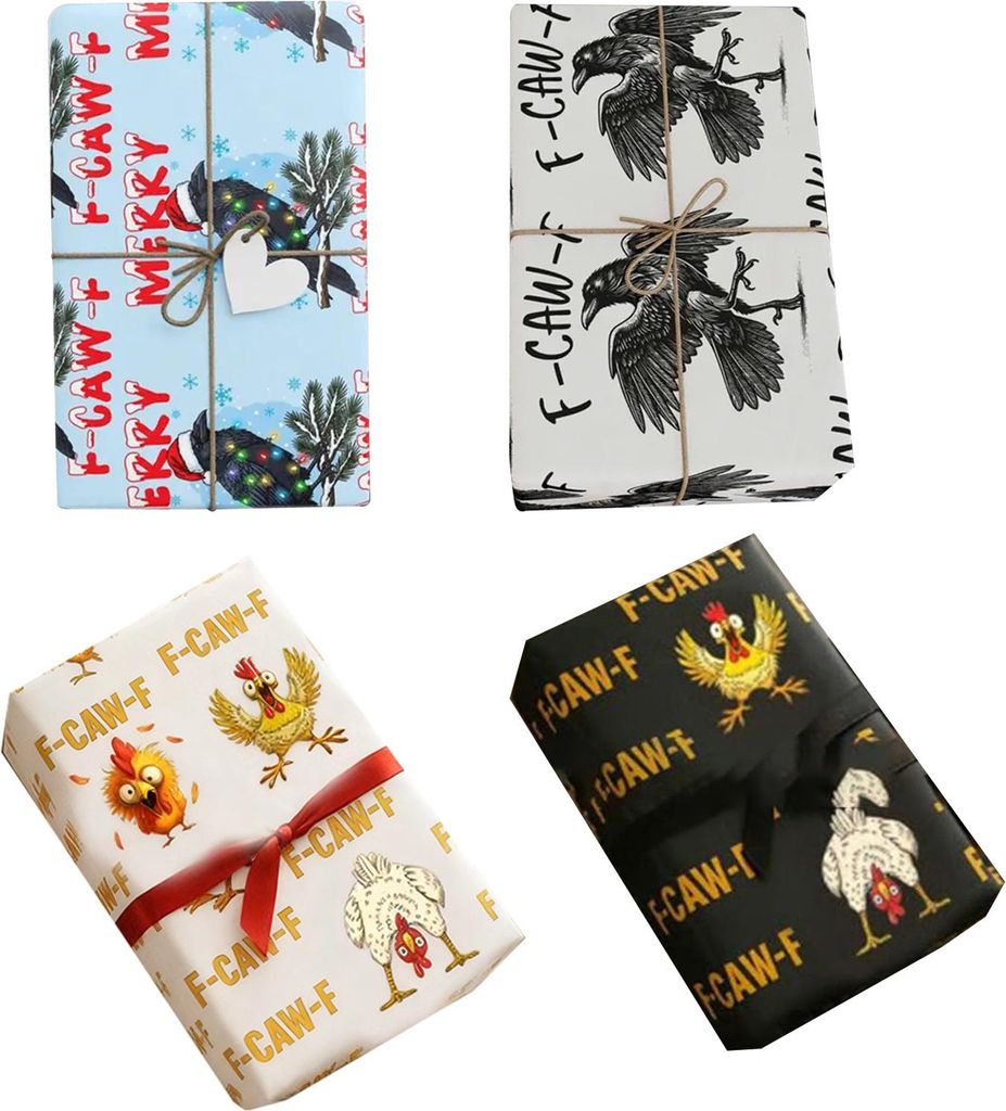 F-Caw-F Hühner-Geschenkpapier – Sarkastisches Bauernhoftier-Geschenkpapier für Weihnachten, Geburtstage, Partys, DIY-Bastelgeschenke und Verpac...
