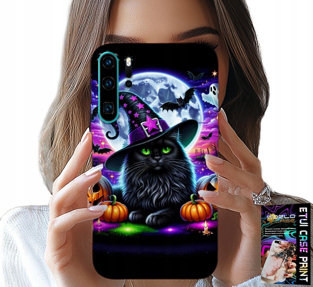 Fall Für Huawei P30 Pro - Schwarze Katze Halloween Salem Kürbis Designs