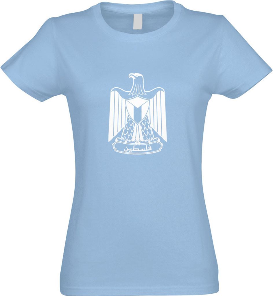 Kiwistar - T-Shirt tailliert - Damen - himmelblau - Palästina Wappen - mit Motiv Bedruckt - Funshirt Design - Sport - Freizeit - Damen - L