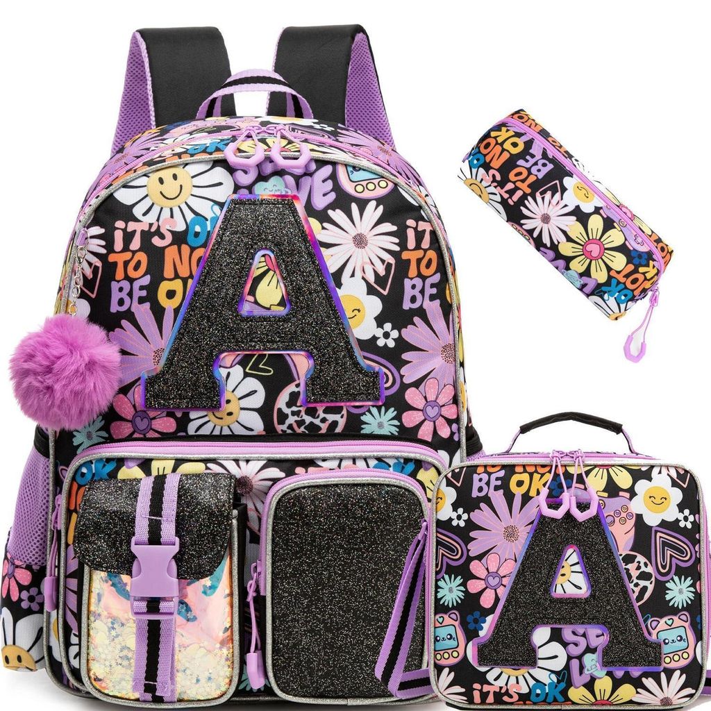 Set di zaino per scuola, modello femminile, composto da 3 Immagine del prodotto 