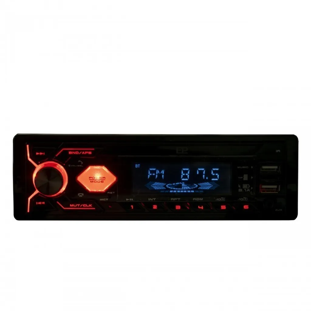 Autoradio Bluetooth USB SD Einparts avec éclairage LED rouge dynamique - 9