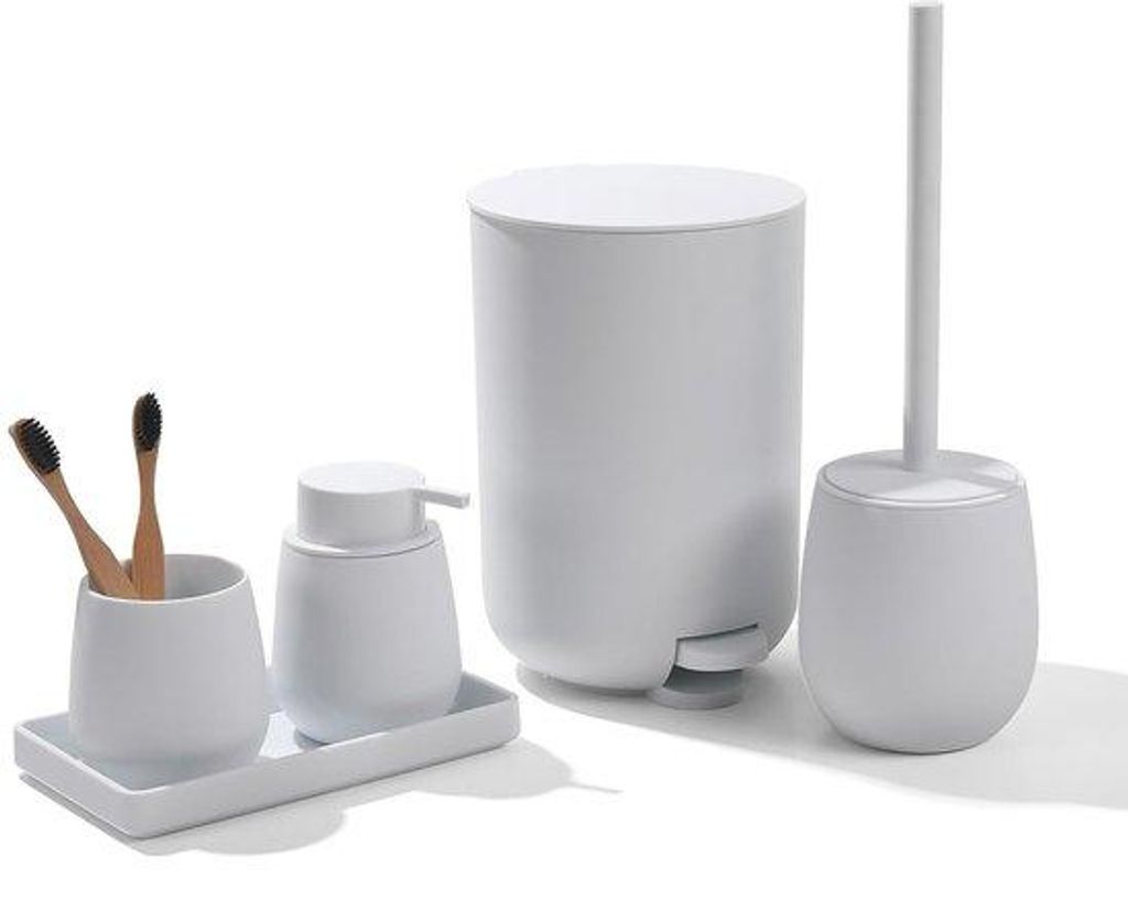 5-teiliges Badezimmer-Set weiß Organizer