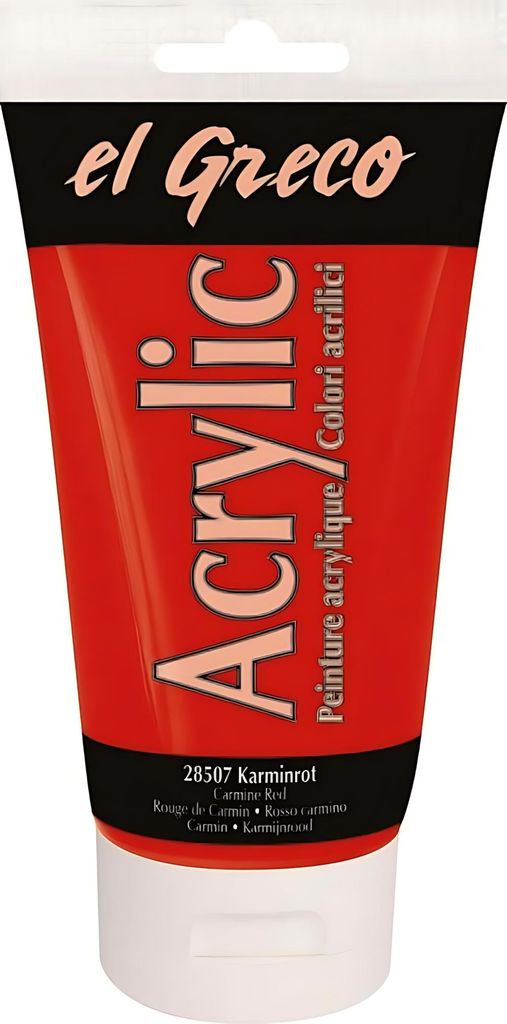 KREUL 28507 - El Greco Acrylic, 150 ml Tube in karminrot, hochpigmentierte, glänzende Acrylfarbe in Studienqualität, buttrig vermalbar, für past...