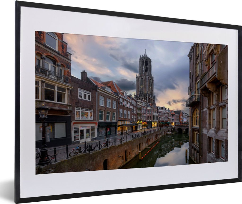 MuchoWow MuchoWow Gerahmtes Poster Wasser - Utrecht - Luft 60x40 cm - Poster mit zchwarzem Bilderrahmen - Schlafzimmer - Plakat in Rahmen - Dru...