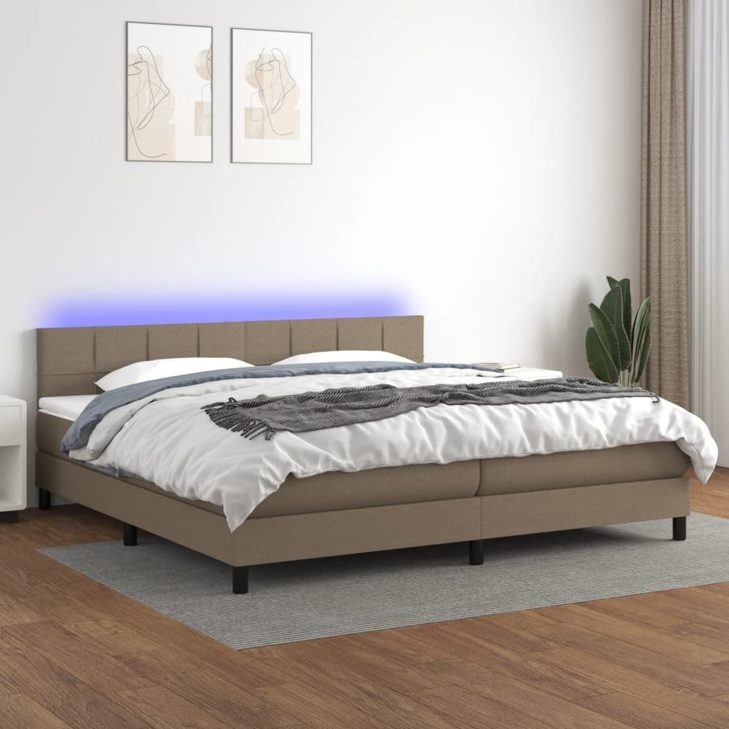Maison Exclusive - Boxspringbett mit Matratze & LED Taupe 200x200 cm Stoff